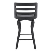 Verne 26" Swivel Gray Faux Leather and Black Wood Bar Stool - Furniture City (CA)l