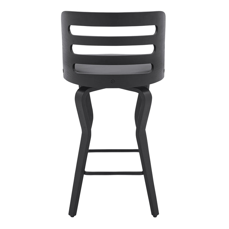Verne 26" Swivel Gray Faux Leather and Black Wood Bar Stool - Furniture City (CA)l