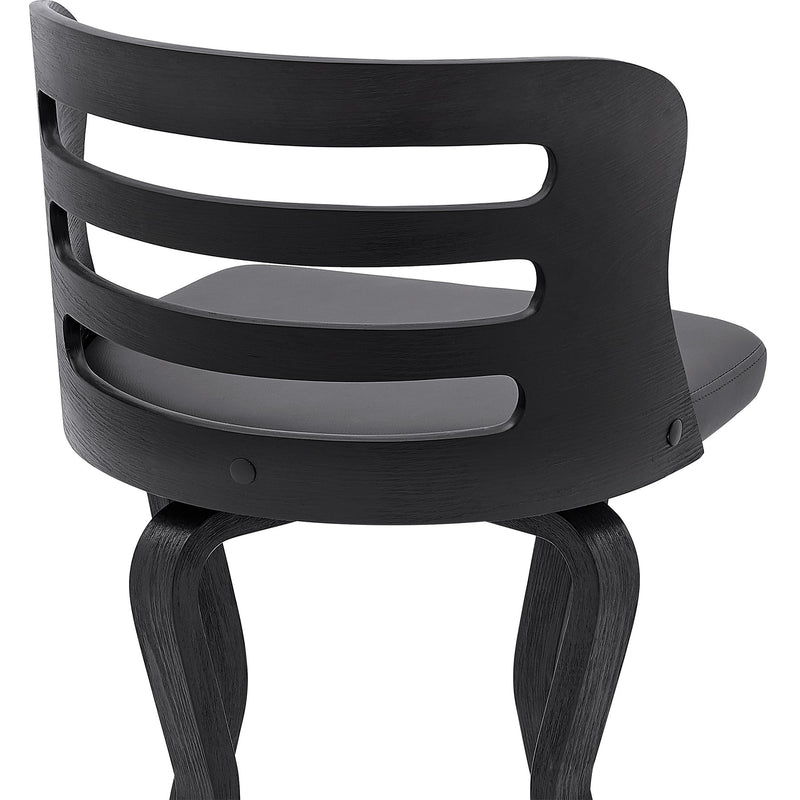 Verne 26" Swivel Gray Faux Leather and Black Wood Bar Stool - Furniture City (CA)l