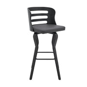 Verne 30" Swivel Gray Faux Leather and Black Wood Bar Stool - Furniture City (CA)l