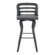 Verne 30" Swivel Gray Faux Leather and Black Wood Bar Stool - Furniture City (CA)l