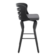 Verne 30" Swivel Gray Faux Leather and Black Wood Bar Stool - Furniture City (CA)l