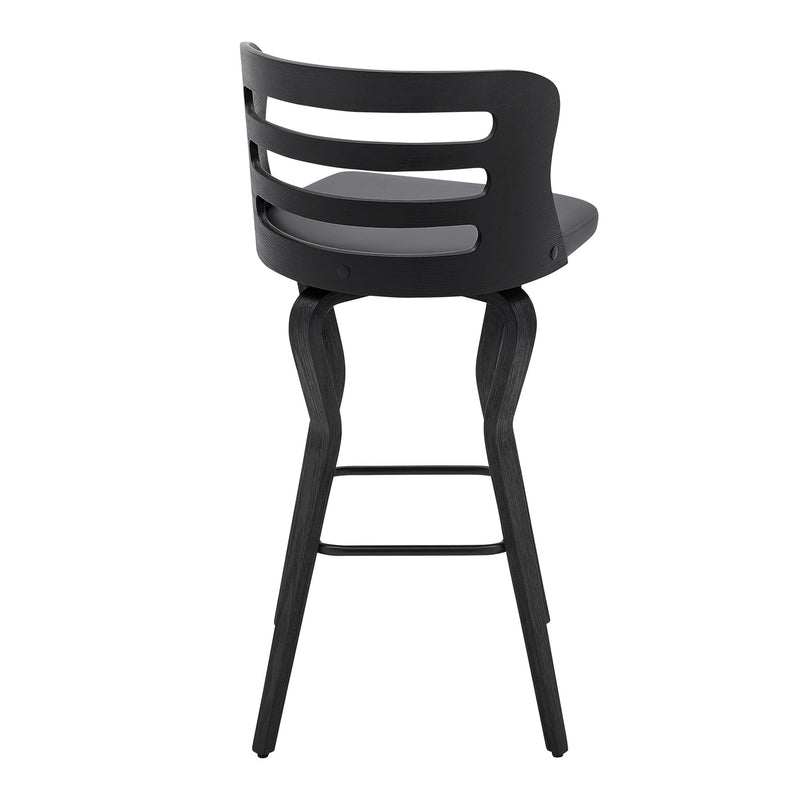 Verne 30" Swivel Gray Faux Leather and Black Wood Bar Stool - Furniture City (CA)l