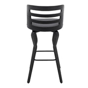 Verne 30" Swivel Gray Faux Leather and Black Wood Bar Stool - Furniture City (CA)l