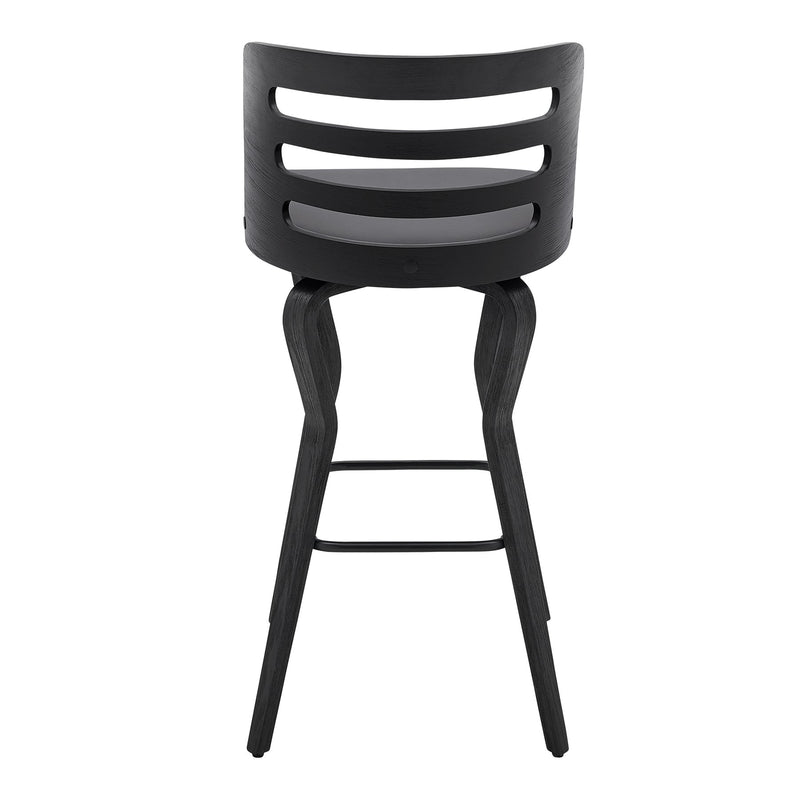 Verne 30" Swivel Gray Faux Leather and Black Wood Bar Stool - Furniture City (CA)l
