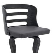Verne 30" Swivel Gray Faux Leather and Black Wood Bar Stool - Furniture City (CA)l