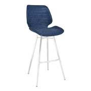 Valor 26" Counter Height Barstool in Brushed Stainless Steel with Dark Vintage Blue Faux Leather - Furniture City (CA)l