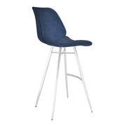 Valor 26" Counter Height Barstool in Brushed Stainless Steel with Dark Vintage Blue Faux Leather - Furniture City (CA)l