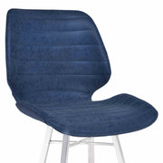 Valor 30" Bar Height Barstool in Brushed Stainless Steel with Dark Vintage Blue Faux Leather - Furniture City (CA)l