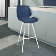 Valor 30" Bar Height Barstool in Brushed Stainless Steel with Dark Vintage Blue Faux Leather - Furniture City (CA)l