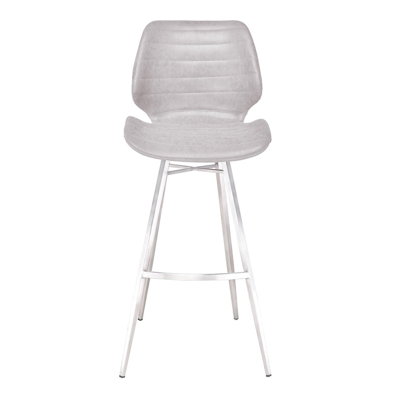 Valor 26" Counter Height Barstool in Brushed Stainless Steel with Light Vintage Gray Faux Leather - Furniture City (CA)l