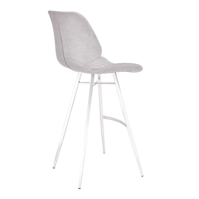 Valor 26" Counter Height Barstool in Brushed Stainless Steel with Light Vintage Gray Faux Leather - Furniture City (CA)l