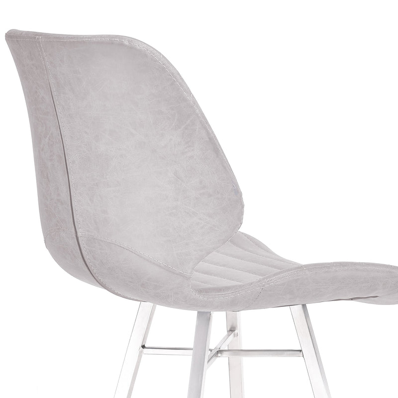 Valor 26" Counter Height Barstool in Brushed Stainless Steel with Light Vintage Gray Faux Leather - Furniture City (CA)l