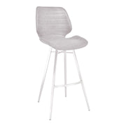 Valor 30" Bar Height Barstool in Brushed Stainless Steel with Light Vintage Gray Faux Leather - Furniture City (CA)l