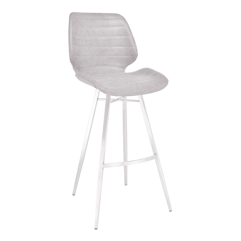 Valor 30" Bar Height Barstool in Brushed Stainless Steel with Light Vintage Gray Faux Leather - Furniture City (CA)l