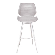 Valor 30" Bar Height Barstool in Brushed Stainless Steel with Light Vintage Gray Faux Leather - Furniture City (CA)l