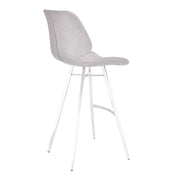 Valor 30" Bar Height Barstool in Brushed Stainless Steel with Light Vintage Gray Faux Leather - Furniture City (CA)l