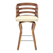 Verne 26" Swivel Cream Faux Leather and Walnut Wood Bar Stool - Furniture City (CA)l