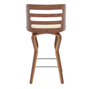 Verne 26" Swivel Cream Faux Leather and Walnut Wood Bar Stool - Furniture City (CA)l