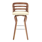 Verne 30" Swivel Cream Faux Leather and Walnut Wood Bar Stool - Furniture City (CA)l
