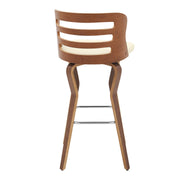 Verne 30" Swivel Cream Faux Leather and Walnut Wood Bar Stool - Furniture City (CA)l