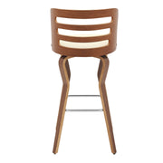 Verne 30" Swivel Cream Faux Leather and Walnut Wood Bar Stool - Furniture City (CA)l