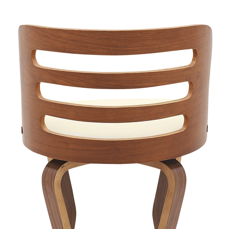 Verne 30" Swivel Cream Faux Leather and Walnut Wood Bar Stool - Furniture City (CA)l