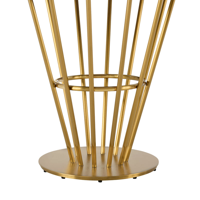 Veronica 48" Round Dining Table in Gold Stainless Steel Base with Walnut Panel and Glass Tabletop - Furniture City (CA)l