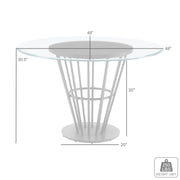 Veronica 48" Round Dining Table in Gold Stainless Steel Base with Walnut Panel and Glass Tabletop - Furniture City (CA)l