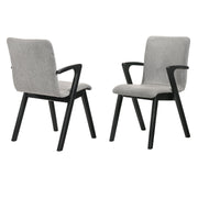 Varde Mid-Century Gray Upholstered Dining Chairs in Black Finish - Set of 2 - Furniture City (CA)l