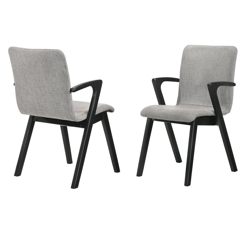 Varde Mid-Century Gray Upholstered Dining Chairs in Black Finish - Set of 2 - Furniture City (CA)l