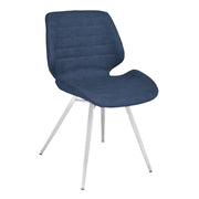 Valor Contemporary Dining Chair in Brushed Stainless Steel with Dark Vintage Blue Faux Leather - Set of 2 - Furniture City (CA)l