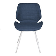Valor Contemporary Dining Chair in Brushed Stainless Steel with Dark Vintage Blue Faux Leather - Set of 2 - Furniture City (CA)l