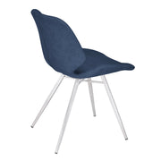 Valor Contemporary Dining Chair in Brushed Stainless Steel with Dark Vintage Blue Faux Leather - Set of 2 - Furniture City (CA)l