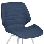 Valor Contemporary Dining Chair in Brushed Stainless Steel with Dark Vintage Blue Faux Leather - Set of 2 - Furniture City (CA)l