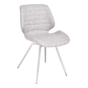 Valor Contemporary Dining Chair in Brushed Stainless Steel with Vintage Gray Faux Leather - Set of 2 - Furniture City (CA)l