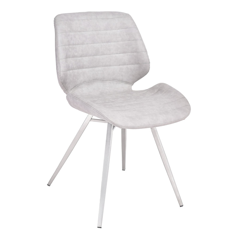 Valor Contemporary Dining Chair in Brushed Stainless Steel with Vintage Gray Faux Leather - Set of 2 - Furniture City (CA)l