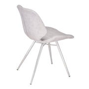 Valor Contemporary Dining Chair in Brushed Stainless Steel with Vintage Gray Faux Leather - Set of 2 - Furniture City (CA)l