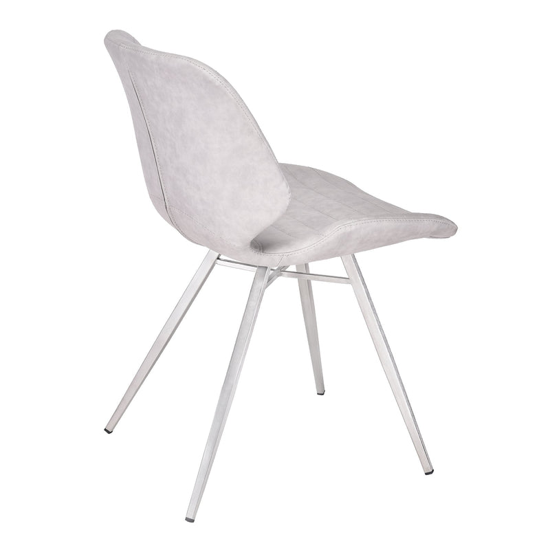 Valor Contemporary Dining Chair in Brushed Stainless Steel with Vintage Gray Faux Leather - Set of 2 - Furniture City (CA)l