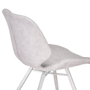 Valor Contemporary Dining Chair in Brushed Stainless Steel with Vintage Gray Faux Leather - Set of 2 - Furniture City (CA)l