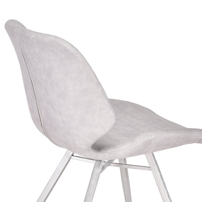 Valor Contemporary Dining Chair in Brushed Stainless Steel with Vintage Gray Faux Leather - Set of 2 - Furniture City (CA)l