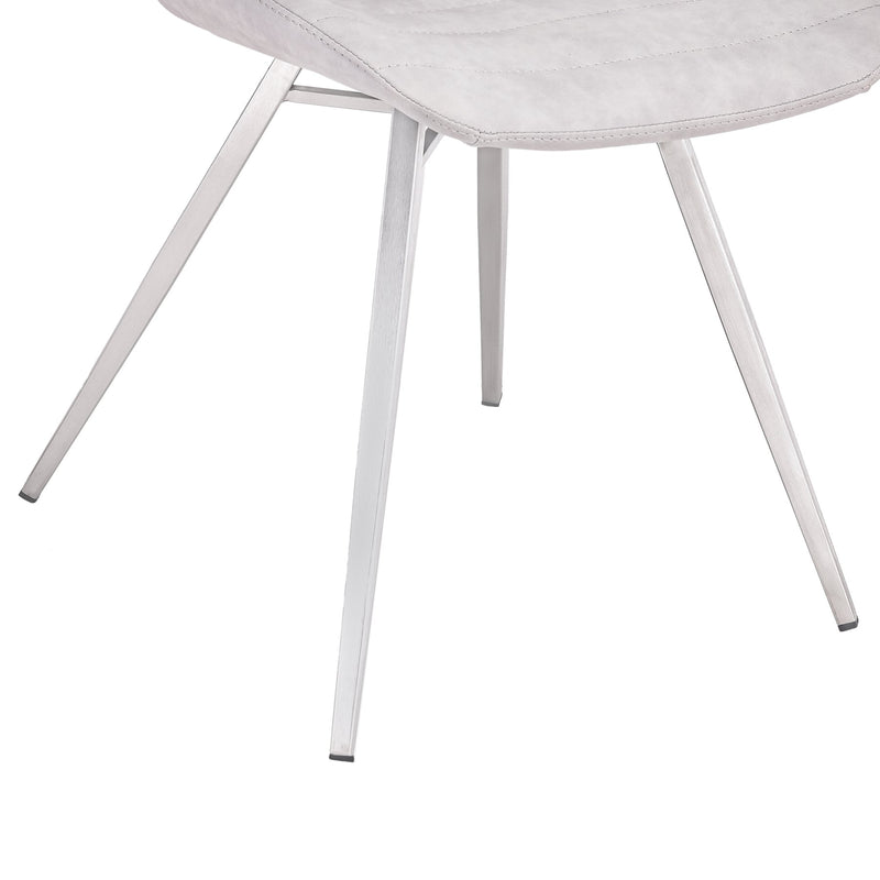 Valor Contemporary Dining Chair in Brushed Stainless Steel with Vintage Gray Faux Leather - Set of 2 - Furniture City (CA)l