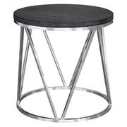 Vivian Contemporary End Table in Polished Stainless Steel Finish with Gray Top - Furniture City (CA)l