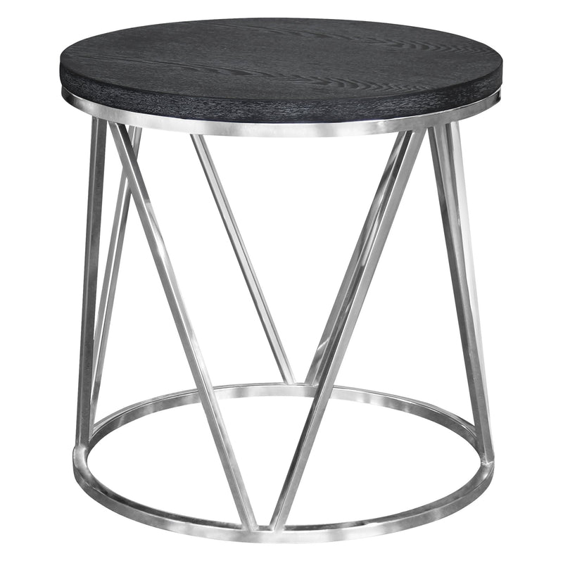 Vivian Contemporary End Table in Polished Stainless Steel Finish with Gray Top - Furniture City (CA)l