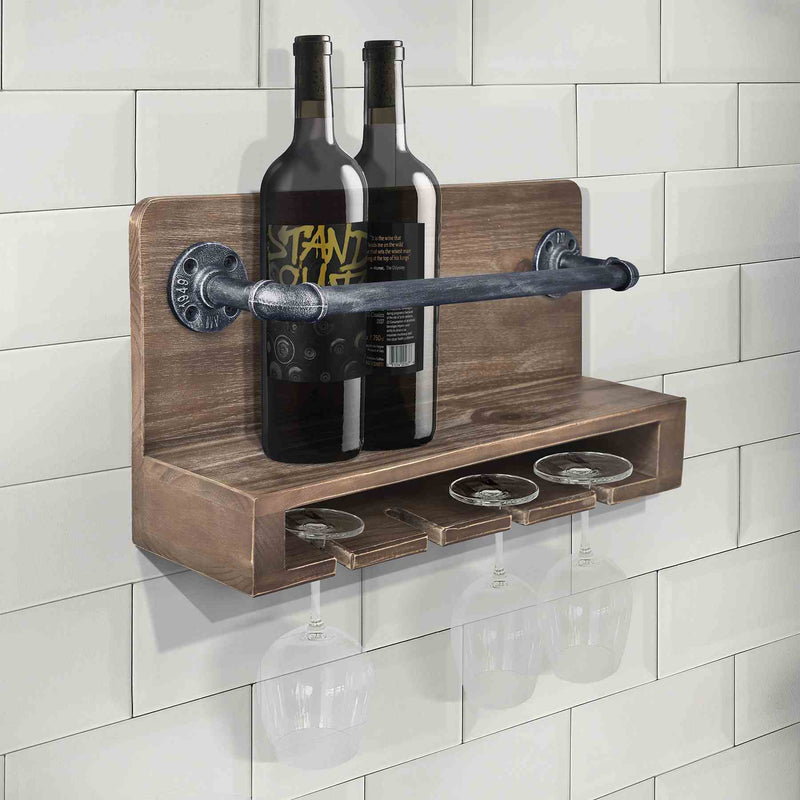Vox Industrial Wine Rack in Industrial Gray and Pine Wood - Furniture City (CA)l