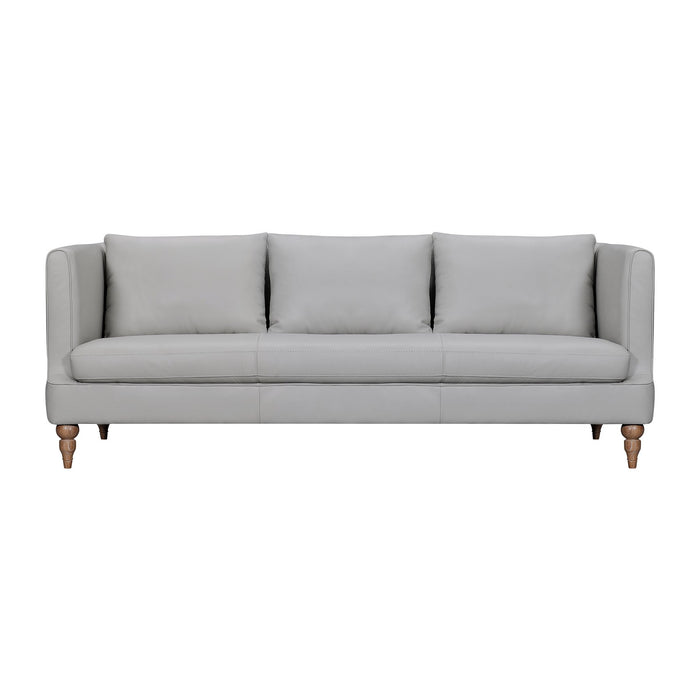 Vincenza 85" Dove Gray Leather Sofa