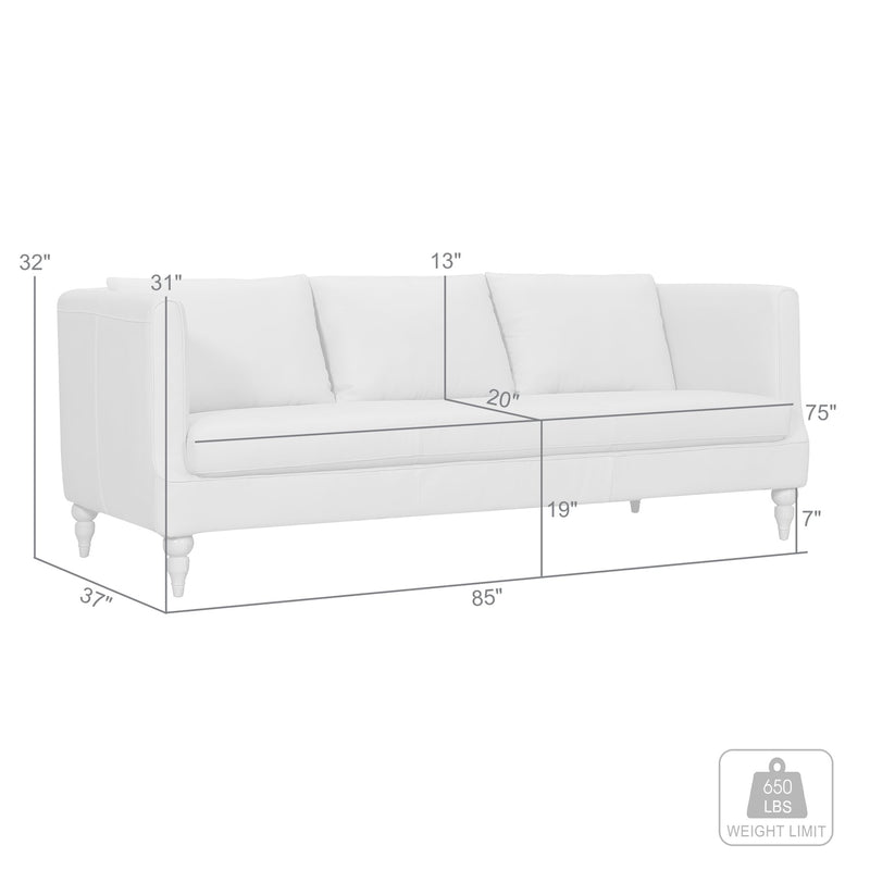 Vincenza 85" Dove Gray Leather Sofa - Furniture City (CA)l