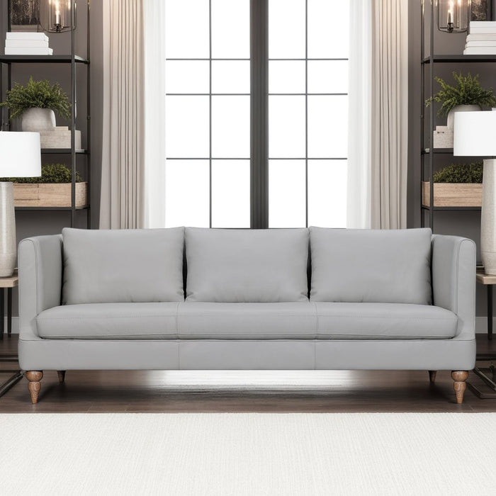 Vincenza 85" Dove Gray Leather Sofa
