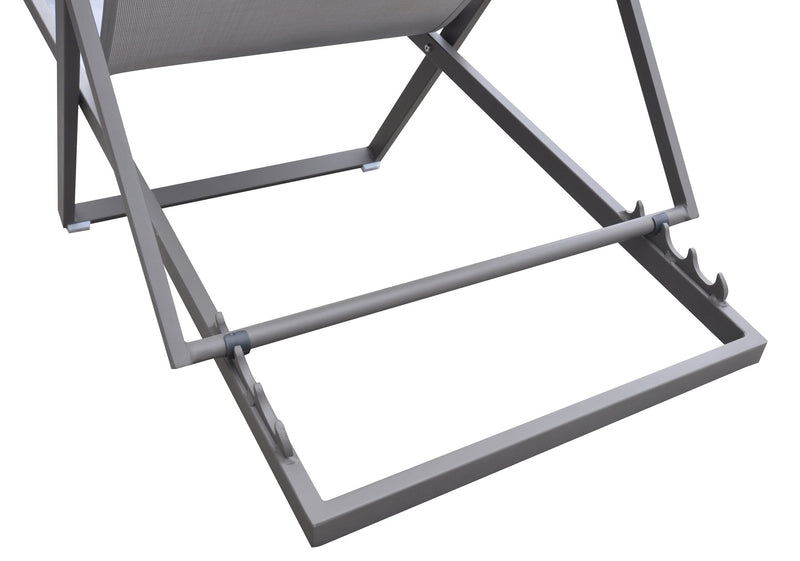 Wave Outdoor Patio Aluminum Deck Chair in Gray Powder Coated Finish with Gray Sling Textilene - Furniture City (CA)l