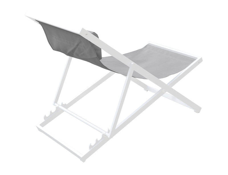 Wave Outdoor Patio Aluminum Deck Chair in White Powder Coated Finish with Gray Sling Textilene - Furniture City (CA)l